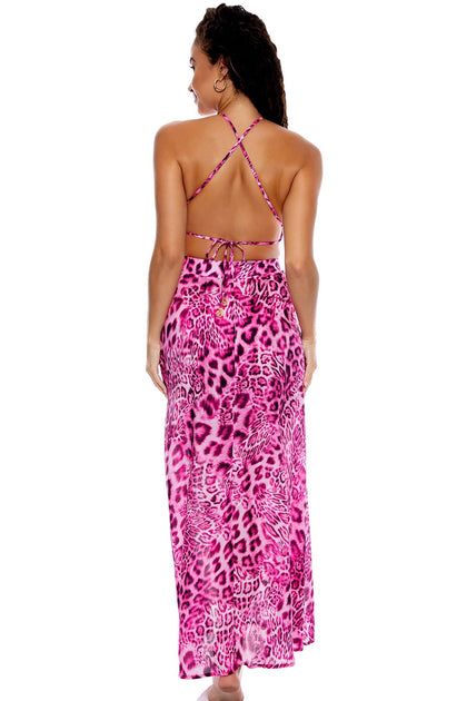 WILD THING - Halter Cut Out Dress • Neon Pink