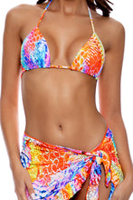 DANCING QUEEN - Seamless Triangle Top & Ruffle Sarong Mini Skirt • Multicolor