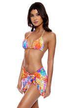 DANCING QUEEN - Seamless Triangle Top & Ruffle Sarong Mini Skirt • Multicolor