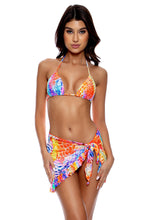 DANCING QUEEN - Seamless Triangle Top & Ruffle Sarong Mini Skirt • Multicolor