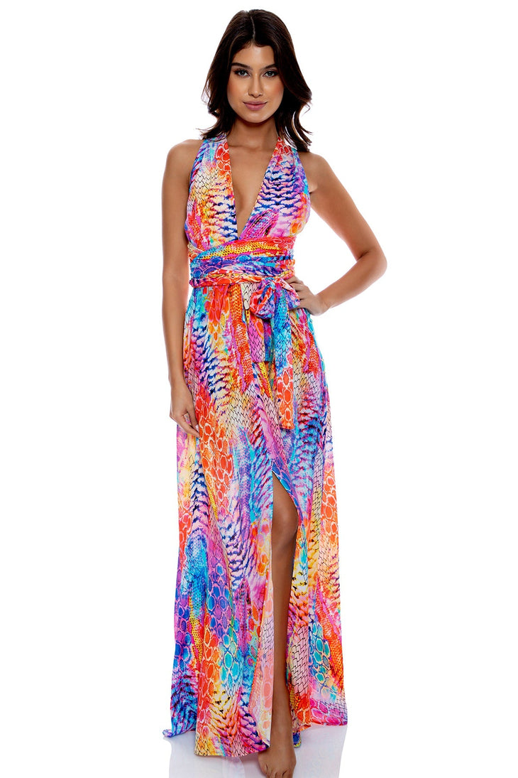 DANCING QUEEN - Convertible Maxi Dress • Multicolor