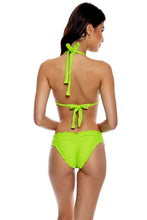 AMAZONIA - Triangle Halter Top & Seamless Full Ruched Back Bottom • Wild Lime