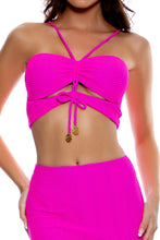 AMAZONIA - Drawstring Halter Peek-a-boo Cropped Top & Mini Skirt • Pink Orchid