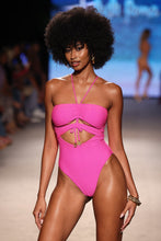 AMAZONIA - Drawstring Halter Cut Out One Piece • Pink Orchid Runway