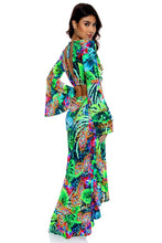 LULI'S SELVA - Bell Sleeve Crop Top & Ruffled High Lo Slit Skirt • Multicolor
