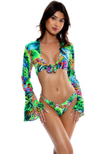 LULI'S SELVA - Bell Sleeve Crop Top & High Leg Brazilian Bottom • Multicolor