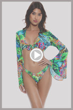 LULI'S SELVA - Bell Sleeve Crop Top & High Leg Brazilian Bottom • Multicolor