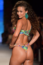 LULI'S SELVA - One Shoulder Braided Laced Back Top & Braided Strap Ring Thong Bottom • Multicolor Runway