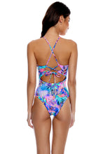 JUNGLE FEVER - Drawstring Halter Cut Out One Piece • Multicolor