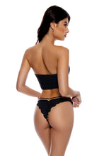 JETSET LULI - Double Loop Bandeau Crop Top  & Strappy Loop Brazilian Scrunch Bottom • Black