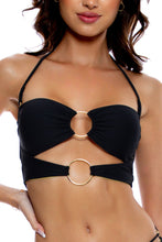 JETSET LULI - Double Loop Bandeau Crop Top  & Strappy Loop Brazilian Scrunch Bottom • Black