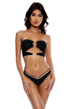 JETSET LULI - Double Loop Bandeau Crop Top  & Strappy Loop Brazilian Scrunch Bottom • Black
