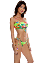 LULI TROPICS - Front Tie Cut Out Bandeau Top & Seamless Full Tie Side Bottom • Multicolor