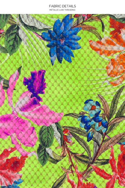 LULI TROPICS - Bell Sleeve Crop Top & High Leg Peek A Boo Ring Bottom • Multicolor