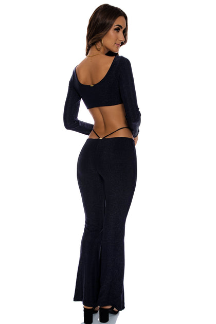 READY TO WEAR - Crop Top & Flare Pant • Black