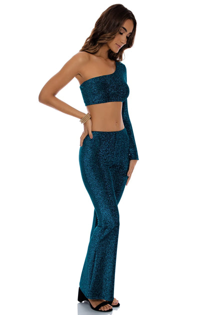 READY TO WEAR - Crop Top & Flare Pant • Deep Teal