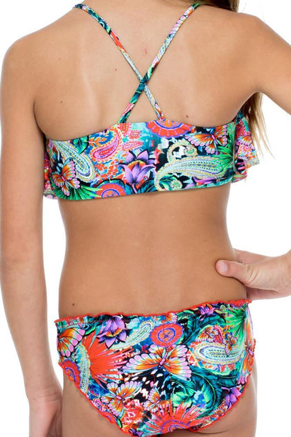 VIVA CUBA - Ruffle Layered Top Ruched Back Bikini • Multicolor